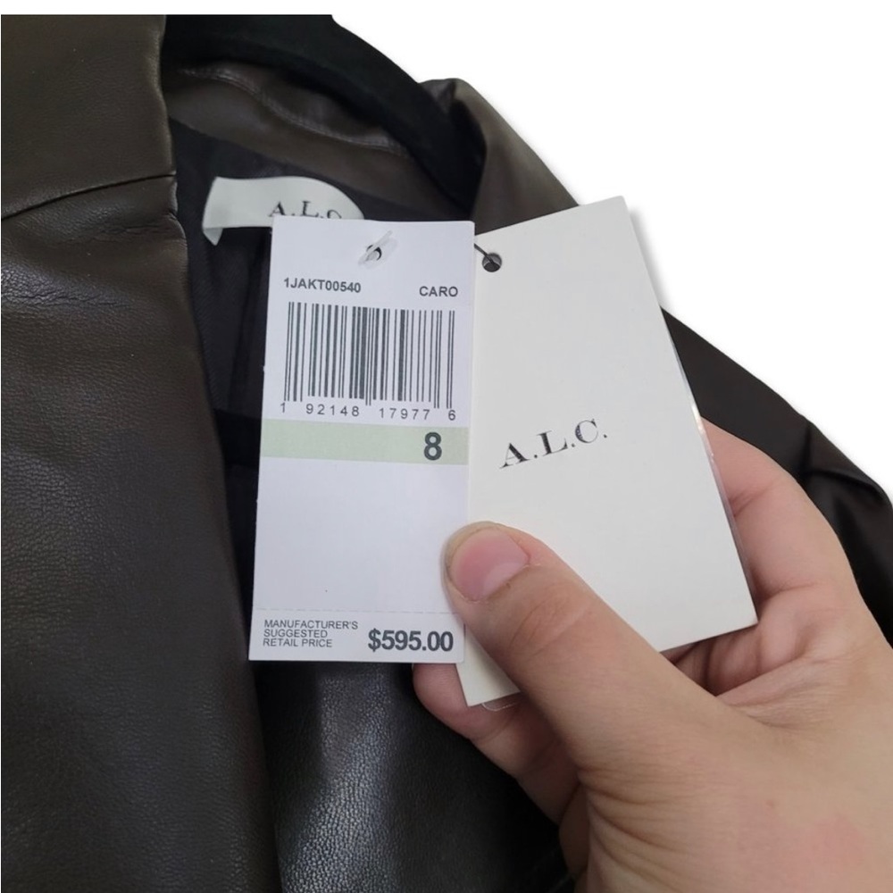A.L.C. Dark Brown Faux Leather Jacket with Gold Accents - Picture 7 of 11